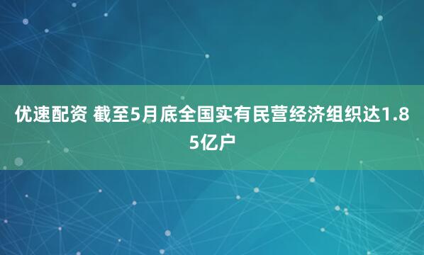 优速配资 截至5月底全国实有民营经济组织达1.85亿户